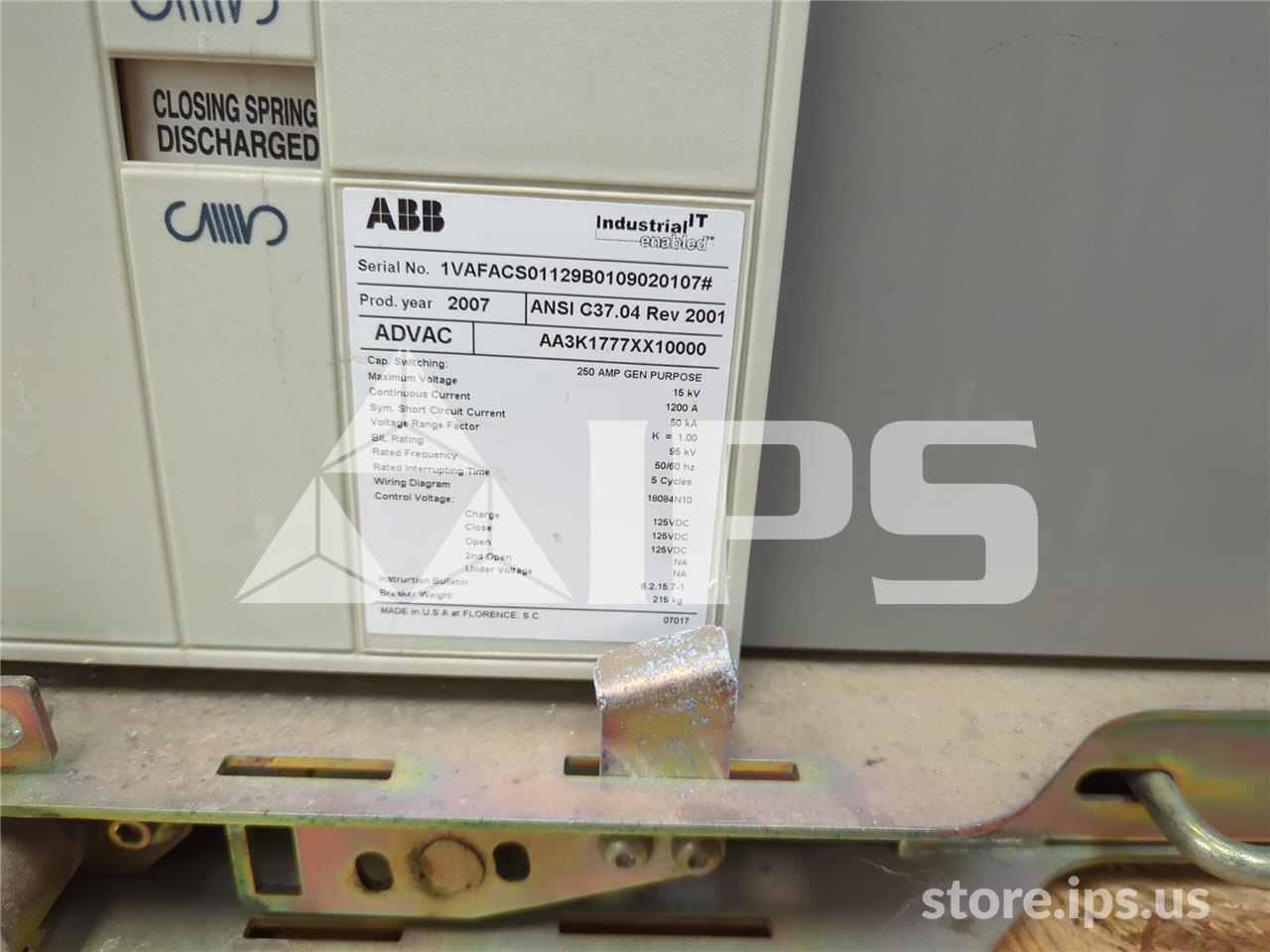 1200 Amps ABB Advac Aa3k1777xx10000 Model 3 (advac Model 3) 125 Volts DC Control - Image 4