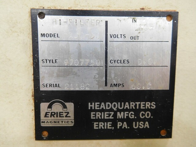 Eriez #100-50, Hi-filter High Intensity Magnetic Filter, (4) 3" inlets/outlets - Image 7