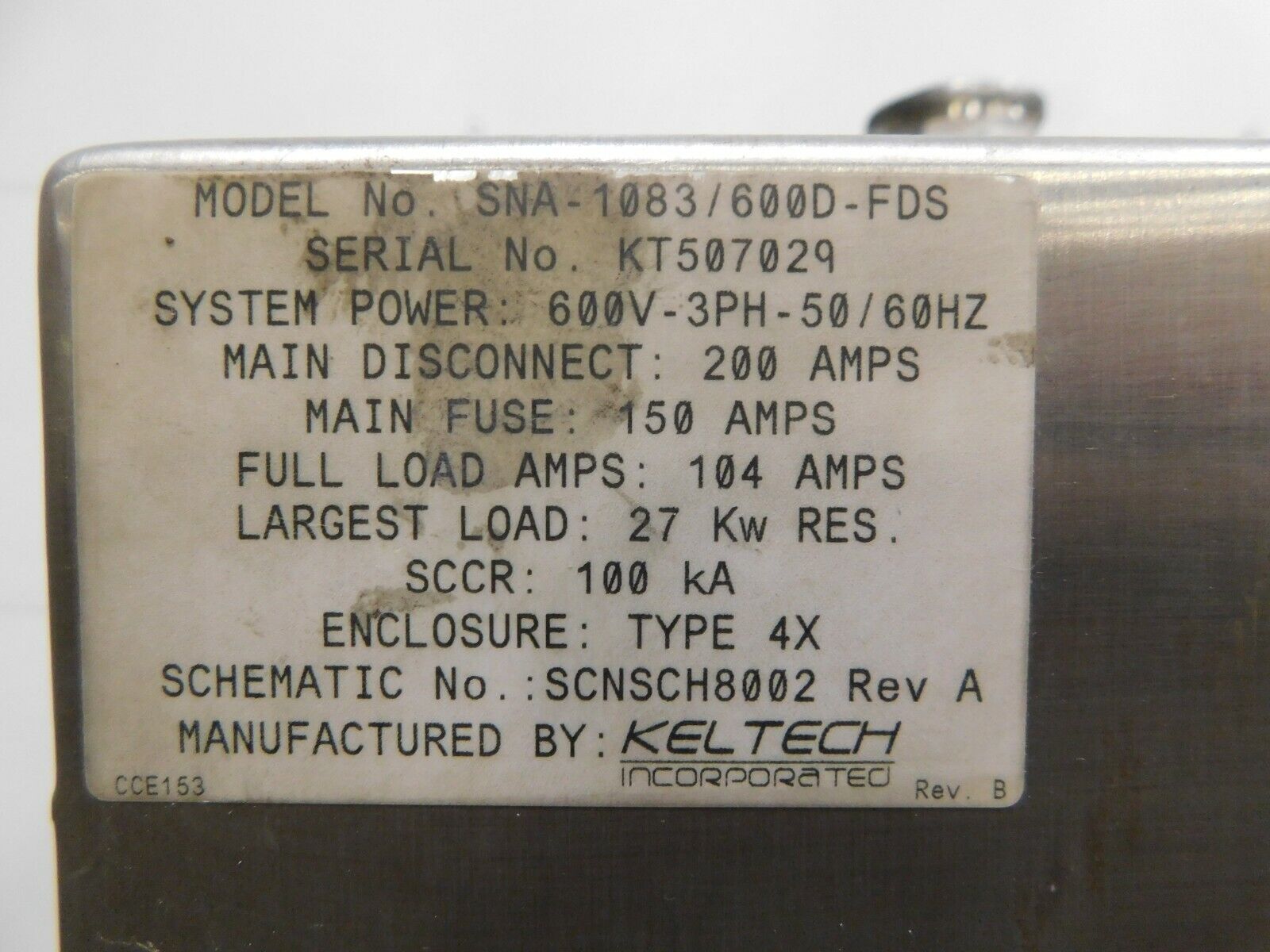 Keltech #SNA-1083/600D-FDS, Safety Shower Heater, 600 V, 3 Ph., 15" x 30" x 60" Cabinet - Image 3