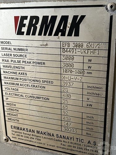 Ermaksan #Fibermak-Momentum-4020, 3000 watt Linear Driven Fiber Laser, Pre-Owned 2011 - Image 6