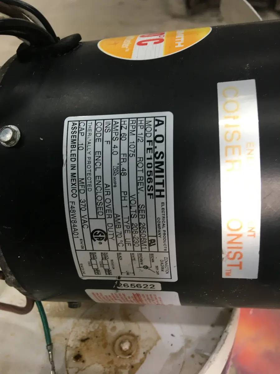 12 HP 1075 RPM A.o. Smith #FE1056SF, Frame 48, 208-230 V, 4 Amps - Image 7