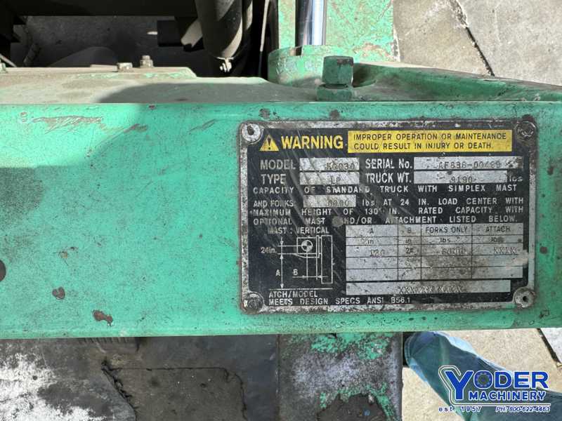 6000 lb. Mitsubushi #FGC30, LP gas forklift, 126" lift height, 48" fork length - Image 2
