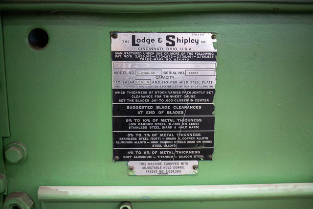 3/16" x 6' Lodge & Shipley #S-0306-AB, mechanical power squaring shear, front operated power back gauge w/ - Image 6