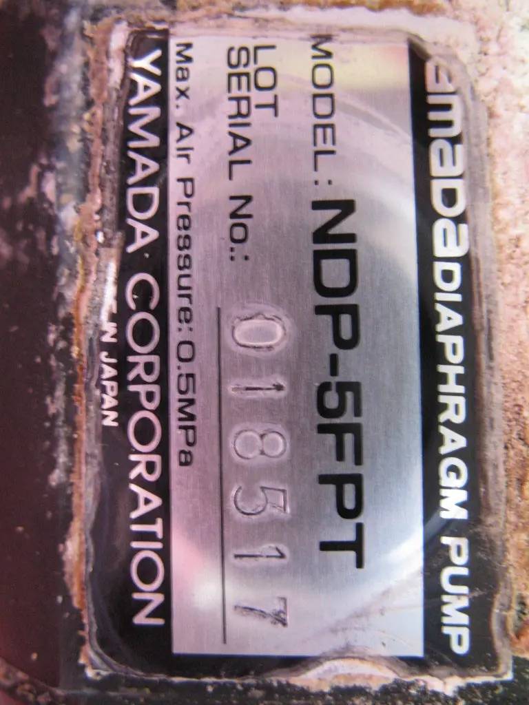 .5" Yamada #NDP-5FPT, Diaphragm Pump, 0.5 MPa air pressure - Image 7