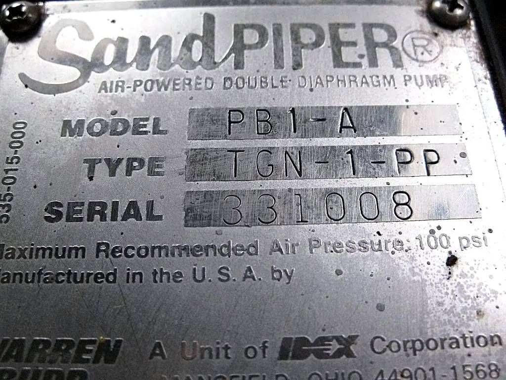 1.2" Warren Rupp #PB1-A, Double Diaphragm Pump, 100 psi - Image 9
