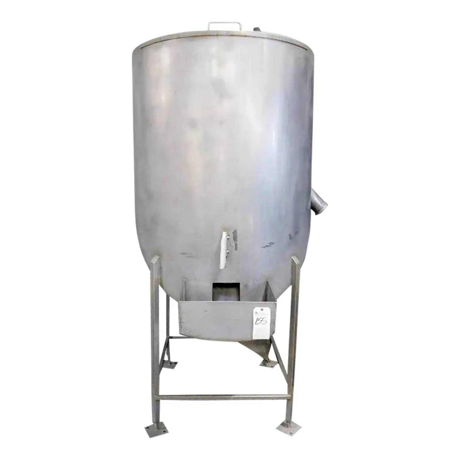 250 gallon Stainless Steel Tank, 46" diameter, 14" / 60" tall, steep slope discharge - Image 1