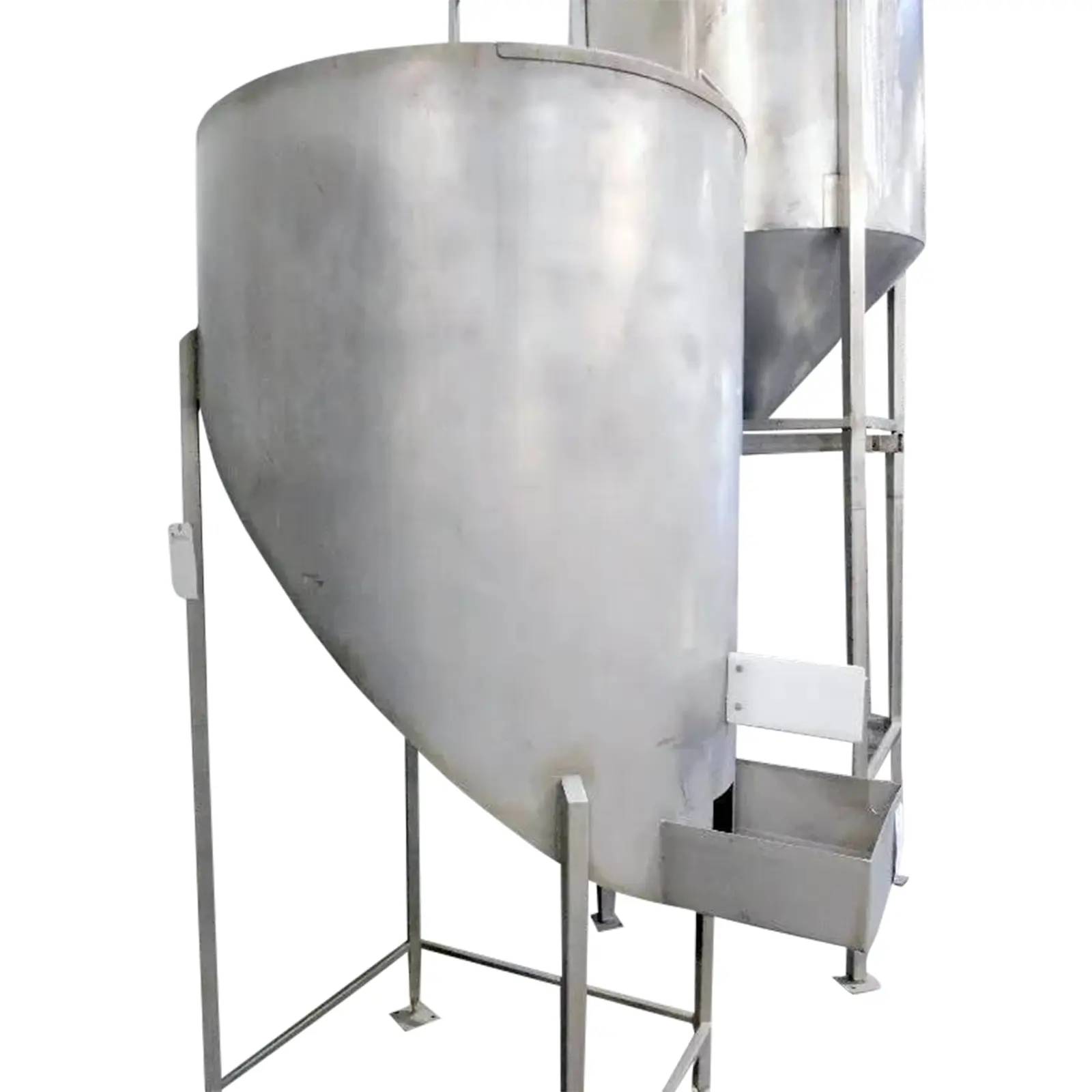 250 gallon Stainless Steel Tank, 46" diameter, 14" / 60" tall, steep slope discharge - Image 2