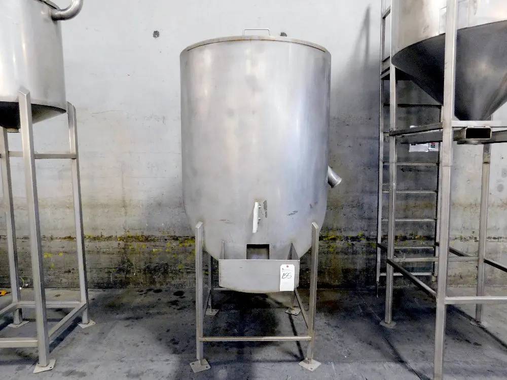 250 gallon Stainless Steel Tank, 46" diameter, 14" / 60" tall, steep slope discharge - Image 3
