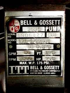 100 GPM, Itt Bell & Gossett Bell & Gossett #1x1-1/2X6QT, Centrifugal Pump, 7.5 HP, 3456 RPM, 1.5" inlet, 1" - Image 7