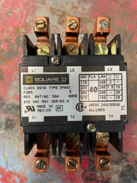 40 Amp. Square D, 8910DPA43V14, Definite Purpose Contactor, 600 VAC, 3 poles - Image 7