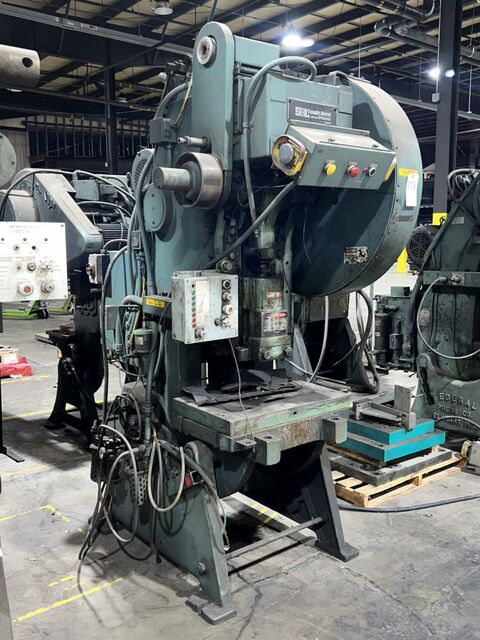 45 Ton, South Bend Johnson #45-FW-AC, single crank flywheel OBI press, 3" stroke, 11.25" Shut Height, 2.5" - Image 3