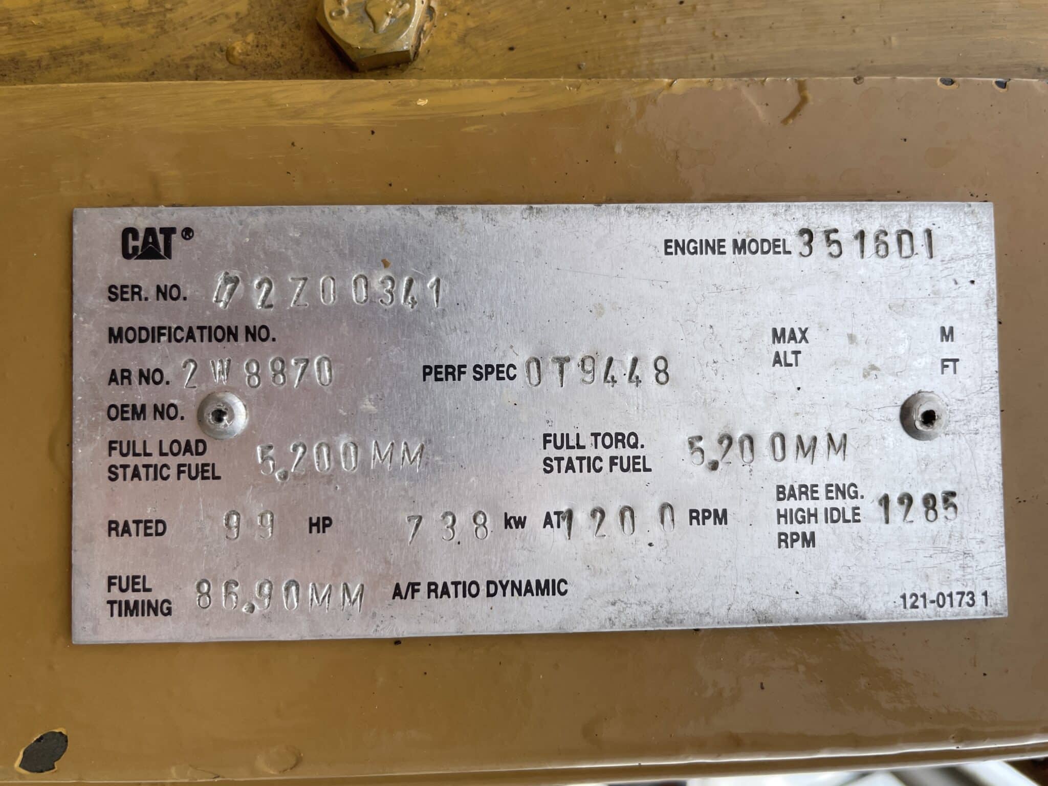 990 HP Caterpillar #3516-DITA, diesel marine engine, 59081 hours, 1200 RPM, hydromechanical governor, 1986 - Image 8