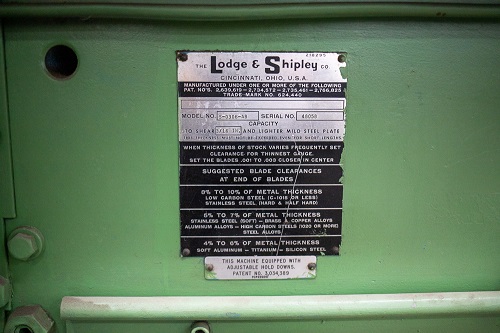 3/16" x 6' Lodge & Shipley mechanical shear - Image 3