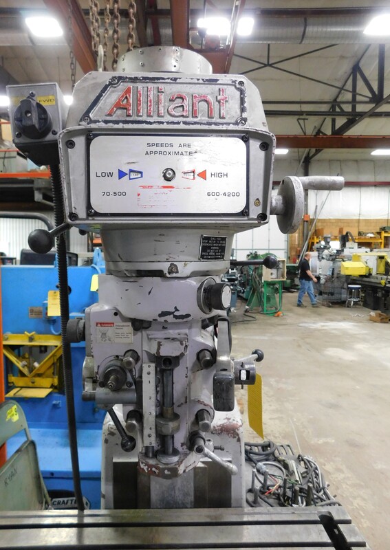 Alliant #1054-3V, vertical mill, 10" x54" tbl., 3 HP, 32" X, 16" Y, 16" Z, R-8, 70-4200 RPM, Sony 2-Axis - Image 2