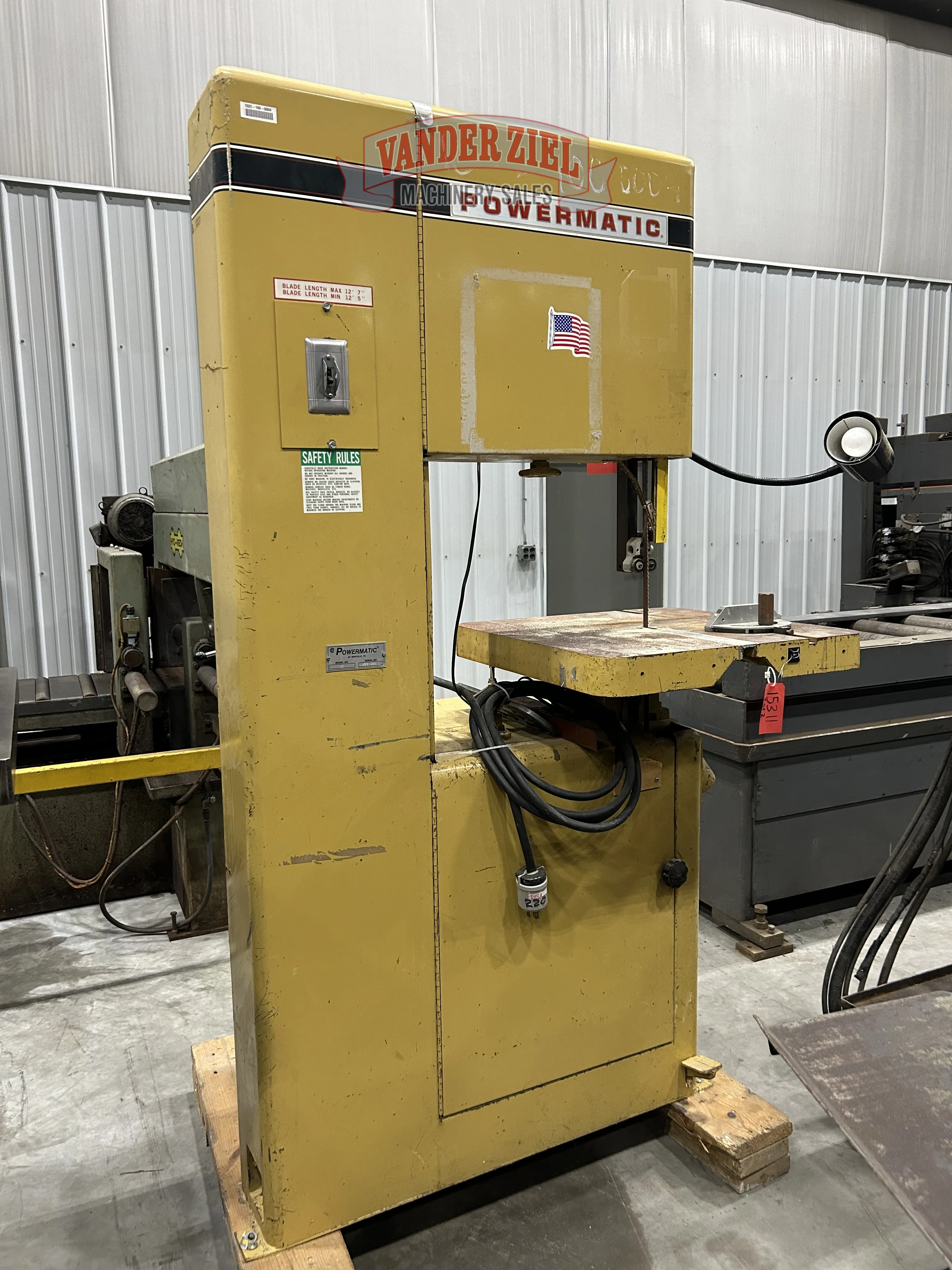 20" x 12" Powermatic #81, vertical saw, serial #9881085, #16359 - Image 3