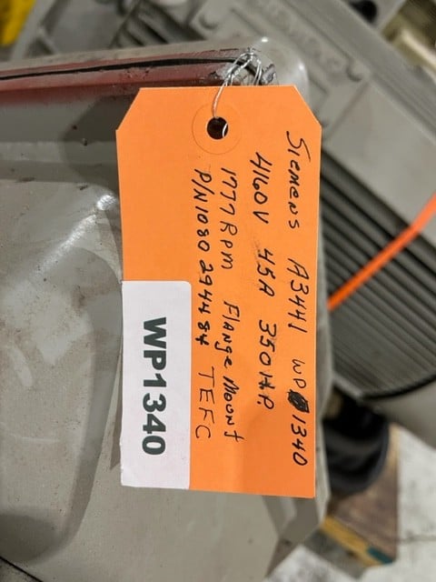 350 HP 1777 RPM Siemens 1LL3 312-4HF91-Z, TEFC, 4160 Volts, Atlas Copco 1080-2944-84 - Image 1