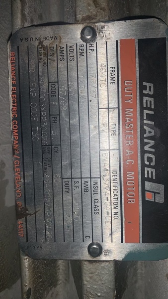 75/37.5 HP 1750/850 RPM Reliance, Frame 404TC, TEFC, 460 Volts - Image 2
