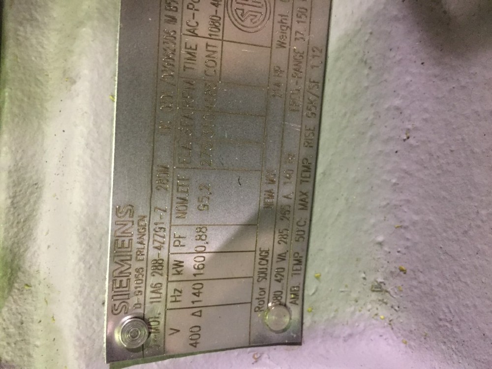 215 HP 4185 RPM Siemens, Frame 280M, 400 Volts 1080-4079-12 Atlas Copco, WP1052 - Image 6
