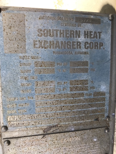 930 sq.ft., 75FV psi shell, Southern Heat Exchanger, vertical, 18 diameter x 20' 0" F/F, 1989 - Image 3