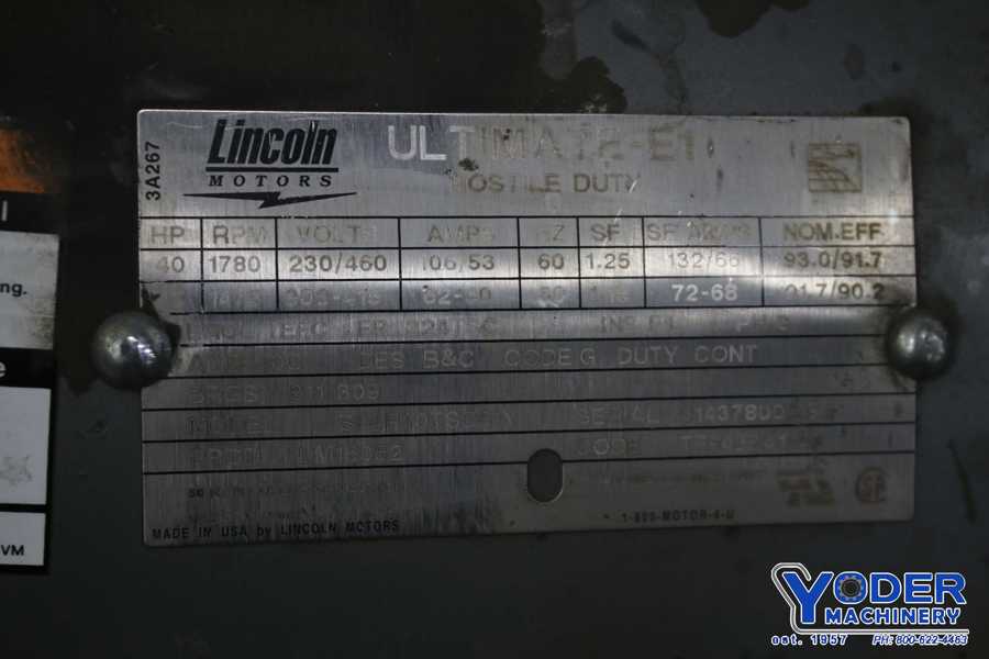 40 HP 1475/1780 RPM Lincoln SF4P40TSC61Y, continuous duty, 230/308/415/460 Volts, #76579 - Image 5