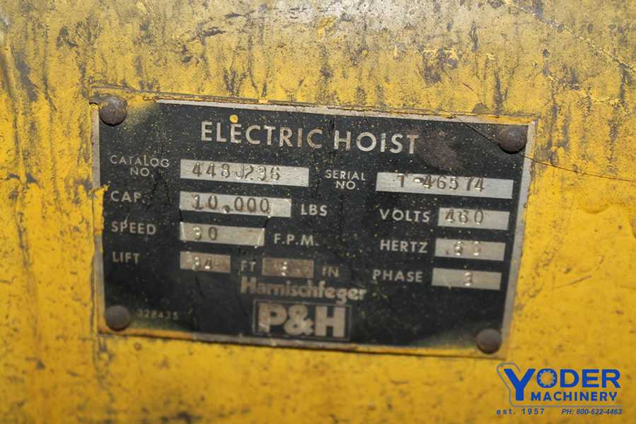 5 Ton, P & H, electric hoist with power trolley, 60" span, 34' 6" lift, 30 FPM, #17650 - Image 5