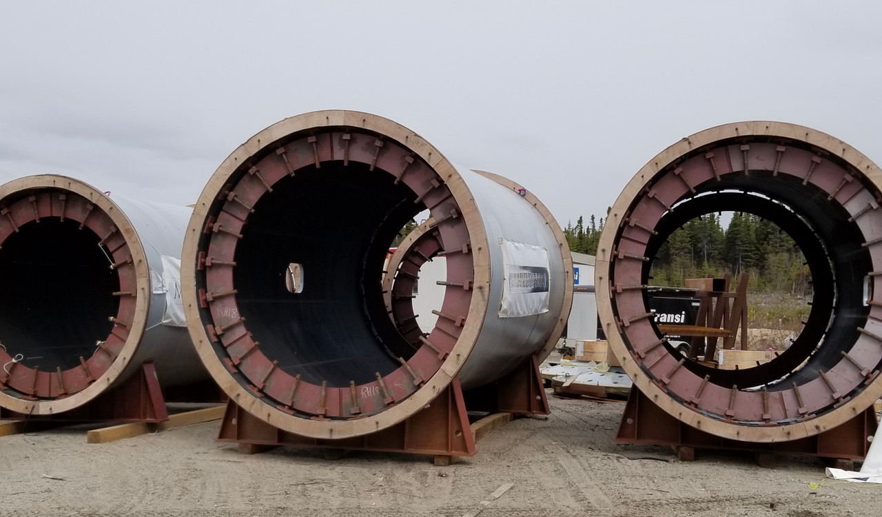 10.5' x 18.5' Outotec Ball mill with 1000 HP, cast mill heads, unused surplus (2 available) - Image 2