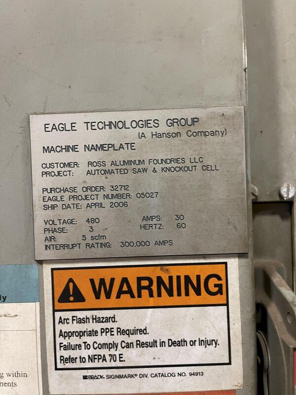 Eagle automated saw and knockout system, s/n 05027, with enclosure with light curtain, 2005 - Image 9