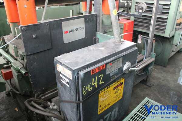 Signode #M220GGR, automatic bander, 36" x 36" cap., 8 table support rolls, 3 HP, #64642 - Image 7