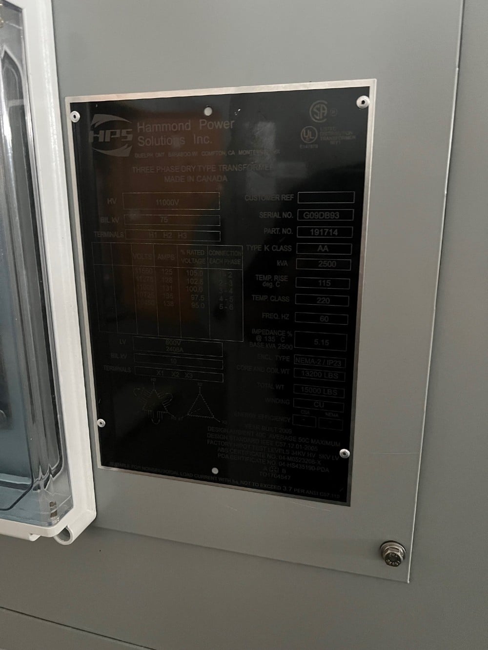 2500 KVA 11000 Primary, 600 Secondary, Wholesale Electric transformer, 3 phase, 60 Hz - Image 2