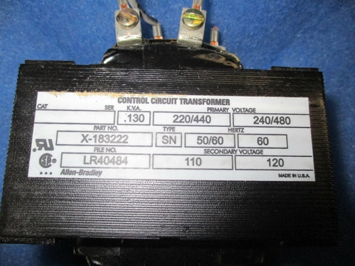Allen-Bradley X-183222, control circuit transformer, .130 KVA, 1 year warranty - Image 2