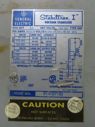 3 KVA General Electric, voltage stabilizer 9T91B7193, 95-130X175-235x190-260 Volts - Image 9