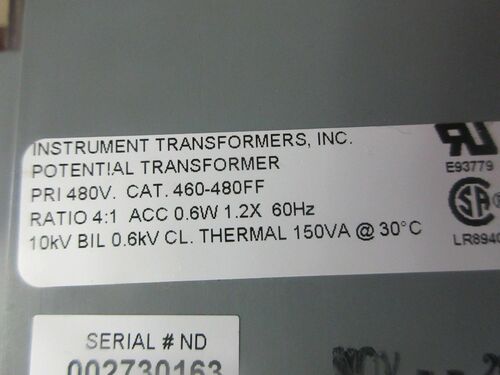 .48 KV Instrument Transformers Inc., Potential Transformer, 4:1, 2 year warranty - Image 1