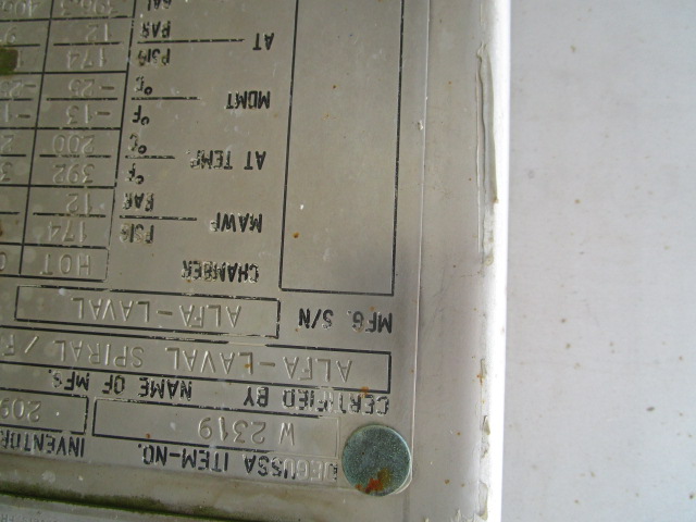 2561 sq.ft., Spiral heat exchanger, 174 psig @ 392 deg. F., 316L Stainless Steel - Image 6