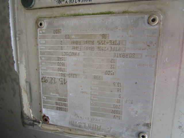 2561 sq.ft., Spiral heat exchanger, 174 psig @ 392 deg. F., 316L Stainless Steel - Image 7