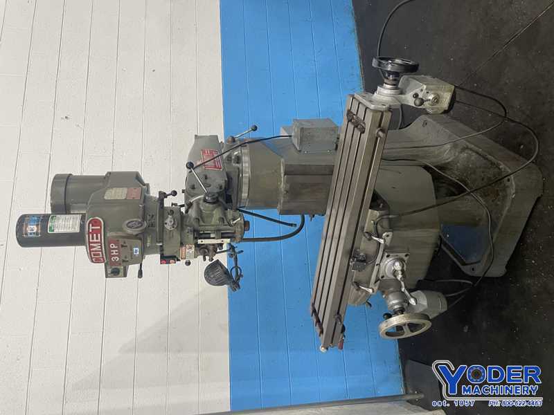 Comet #3VHG, ram type vertical mill, 9" x42" table, 3 HP, power draw bar, R-8, #76559 - Image 2