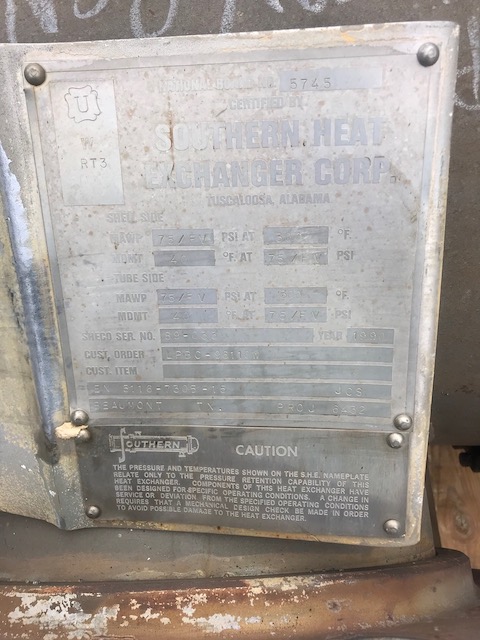 2633 sq.ft., 75FV psi shell, Southern, Vertical Heat Exchanger, 75FV psi tube, 32" diameter x 20' 0" F/F, 300 - Image 5