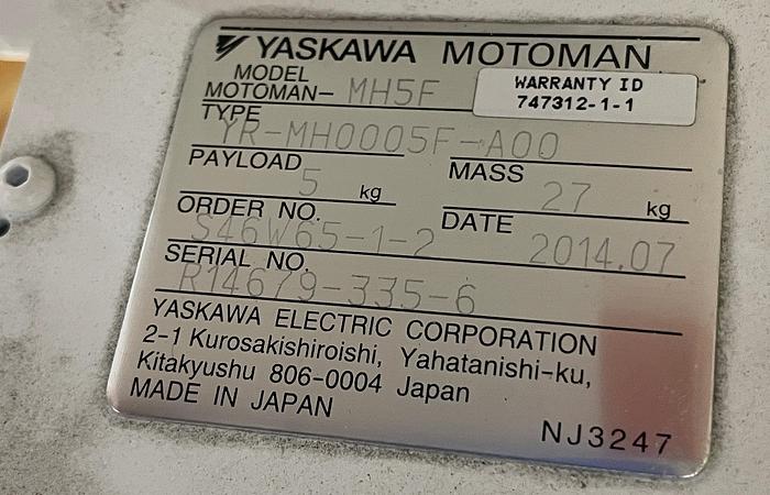 Yaskawa Motoman, mh- 5f, 6-Axis robot, FS100 controller, 5 Kg, 1193mm ...