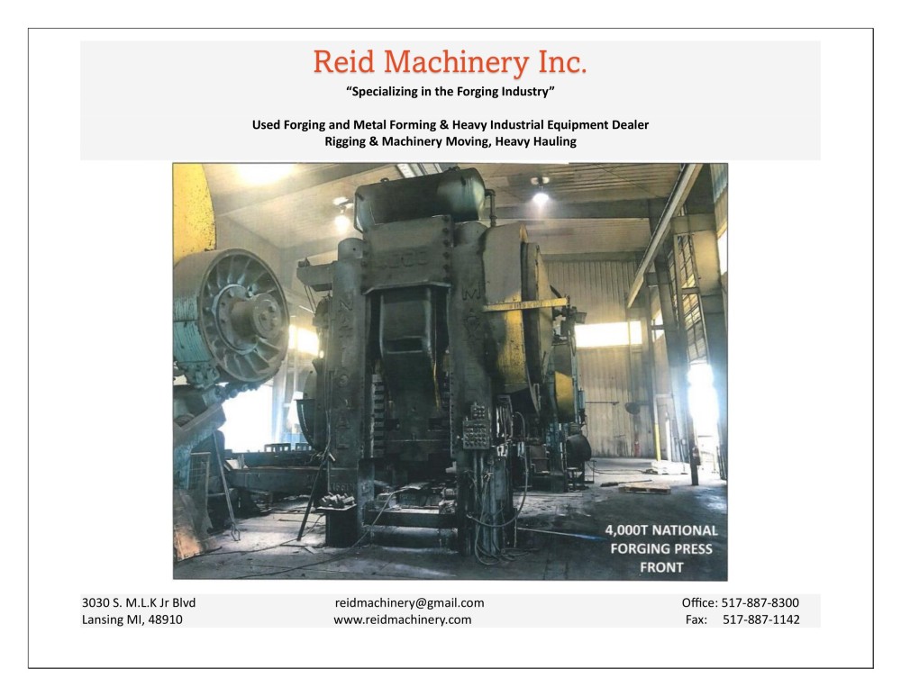 4000 Ton, National Mechanical Forging Press, 15" stroke, 46 SPM, 1961 - Image 1