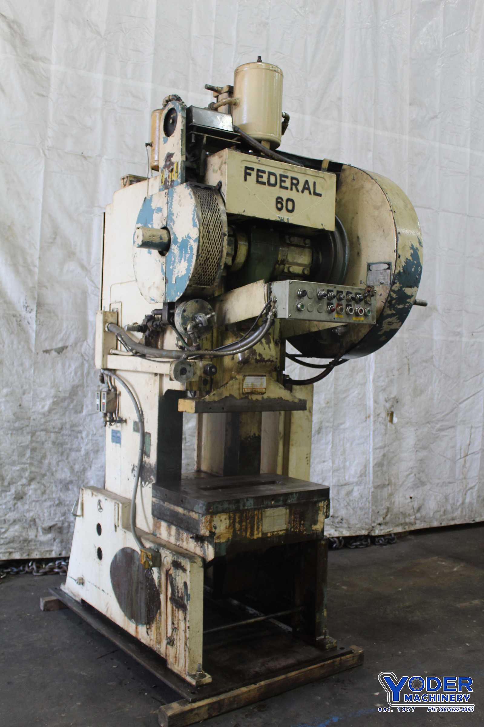 60 Ton, Federal #60, OBI press, 3" stroke, 12-1/2" Shut Height, air clutch & brake, 5 HP, 1974, #72242 - Image 1