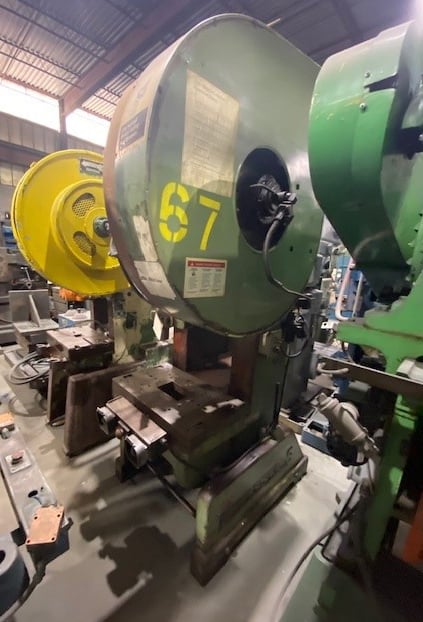60 Ton, Rousselle #6E, OBI flywheel press, 4" stroke, 17" Shut Height, air clutch & brake, 5 HP, #75365 - Image 1