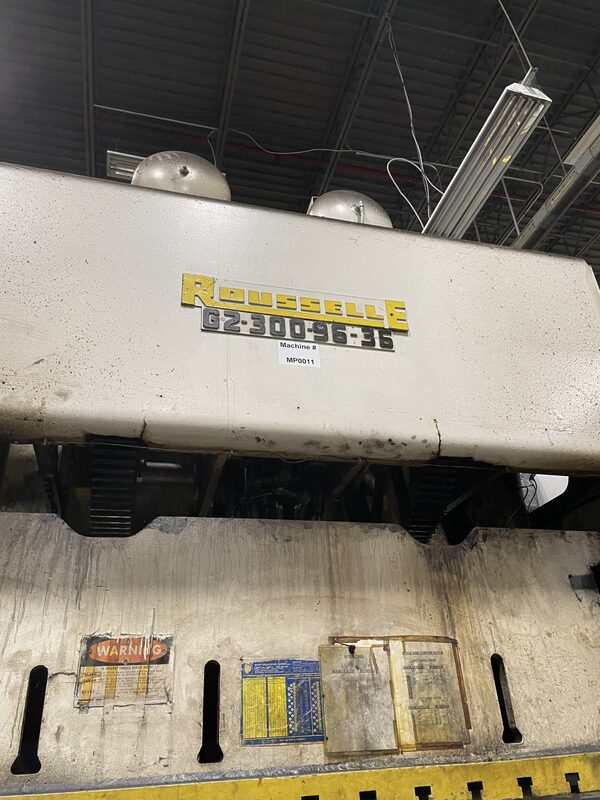 300 Ton, Rousselle #G2-300, gap frame press, 10" stroke, 23" Shut Height, 100" x42" bed, 6" adj., 19 SPM - Image 7