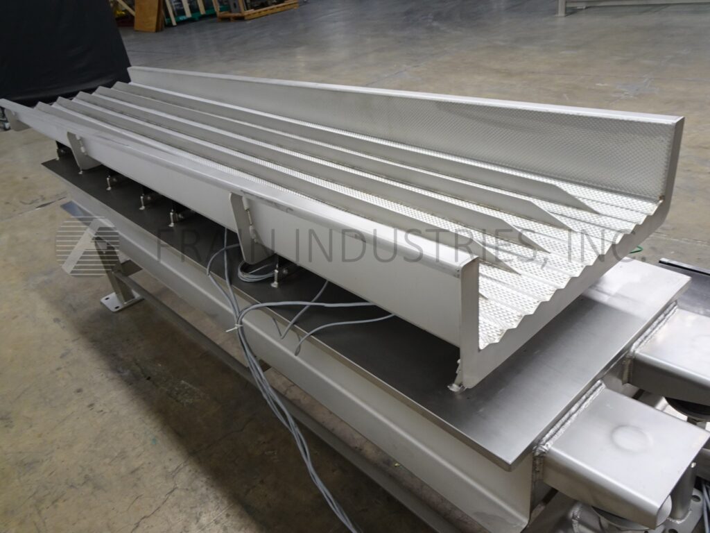 25" wide x 9.8' long, Smalley #EMC2+, Stainless Steel, trough style vibratory feed conveyor with (12) product - Image 2