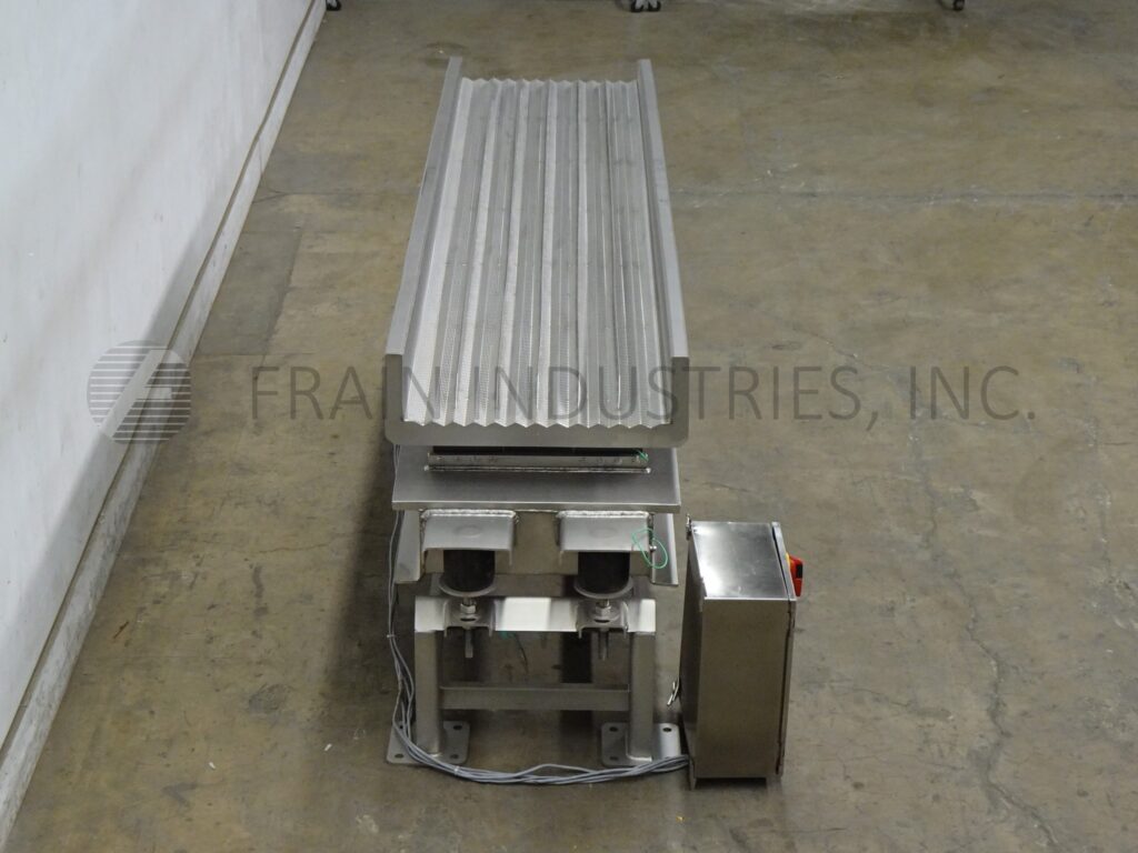 25" wide x 9.8' long, Smalley #EMC2+, Stainless Steel, trough style vibratory feed conveyor with (12) product - Image 3