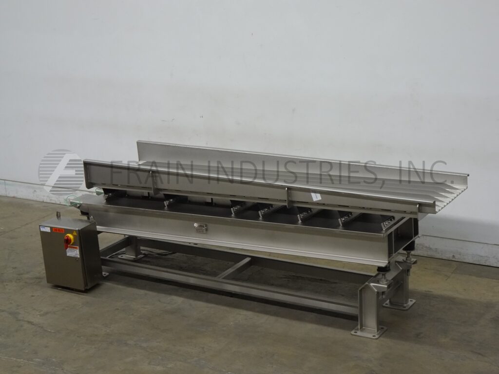 25" wide x 9.8' long, Smalley #EMC2+, Stainless Steel, trough style vibratory feed conveyor with (12) product - Image 5