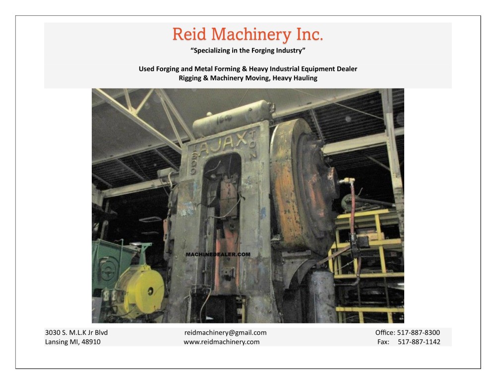 2500 Ton, Ajax, mechanical forging press, 14" stroke, 60" x 47" bed area, 50 SPM - Image 1
