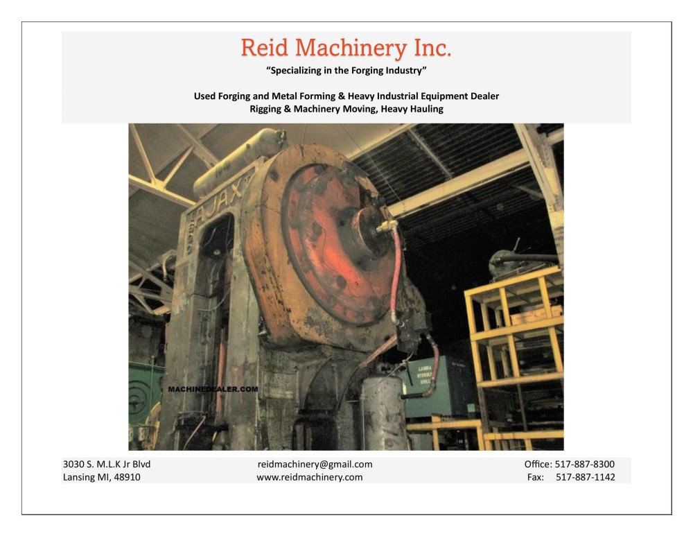 2500 Ton, Ajax, mechanical forging press, 14" stroke, 60" x 47" bed area, 50 SPM - Image 2