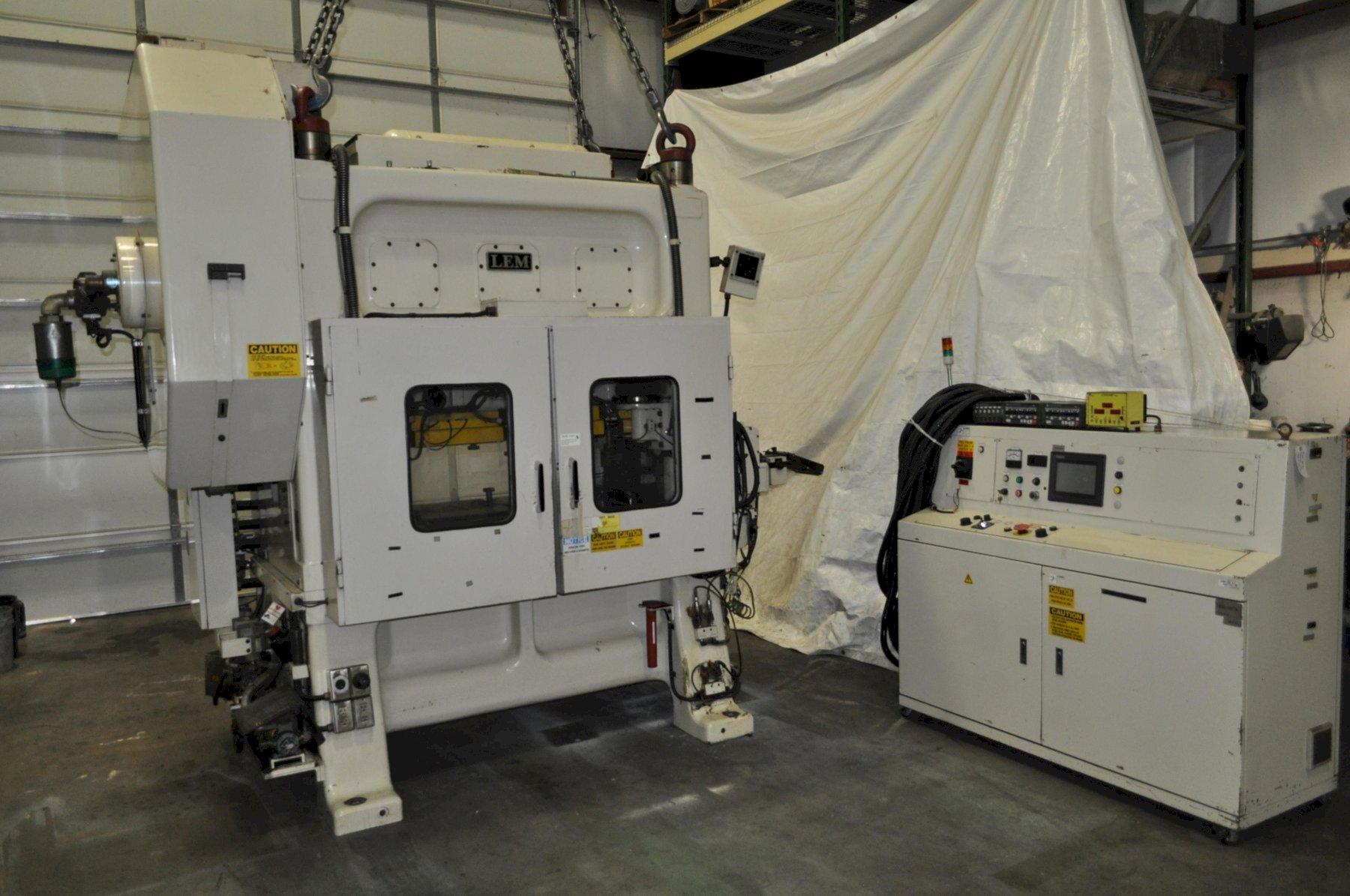 90 Ton, Lem #4508C, high speed straight side double crank, 3.1" stroke, 9.8" Shut Height, 45-150 SPM, 11" - Image 1