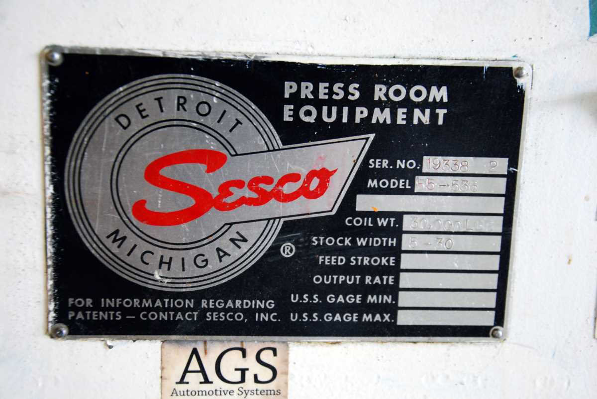 30000 lb. Sesco #55-536, coil reel & car, 36" width, 72" outside dimensions, 24" ID, 3-arm hydraulic - Image 8