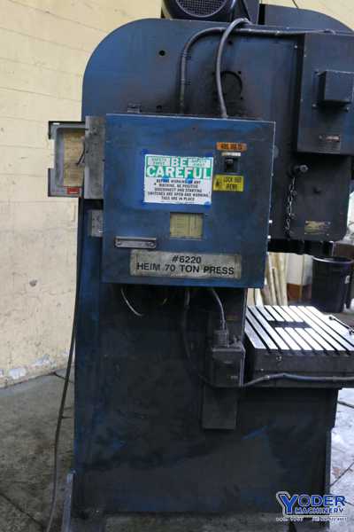 70 Ton, Heim #7GA Flywheel, gap frame single crank press, 3" stroke, air clutch, 1986, #73274 - Image 9