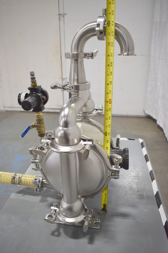 Nomad #NO4-5020-03P, pneumatic diaphragm pump, Stainless Steel, inlet/outlet hoses - Image 1
